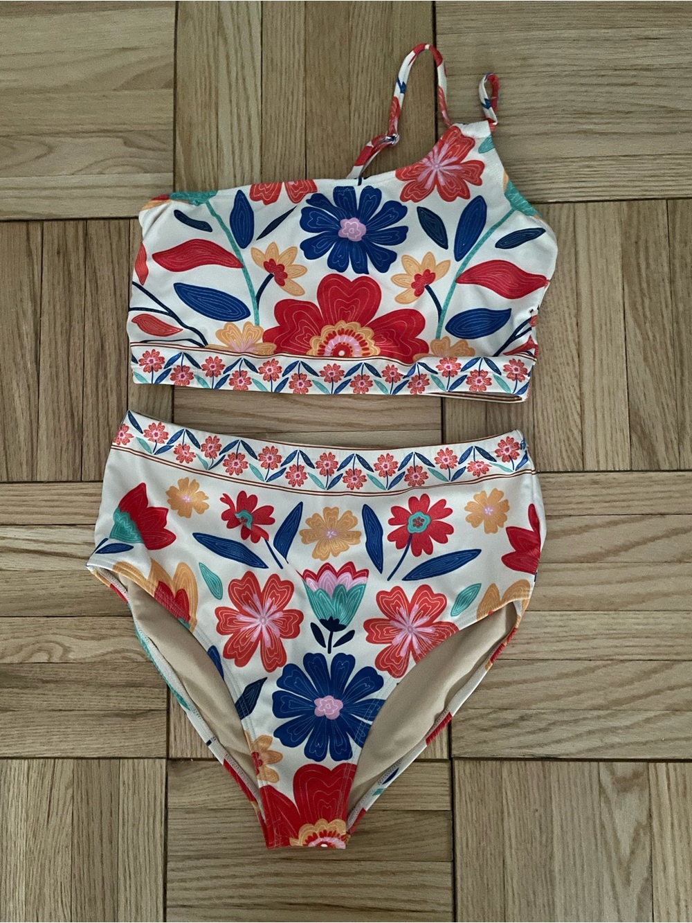 One-Shoulder Floral High-Waist Bikini Set MultiColor - Picture 5 of 8